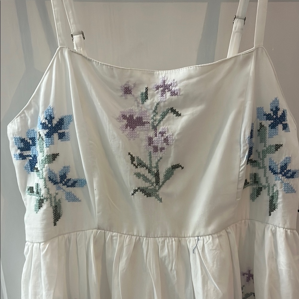 White Dress with Floral Embroidery
